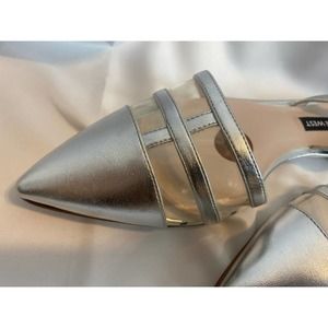 Nine West Silver Slingback Flat Size 8